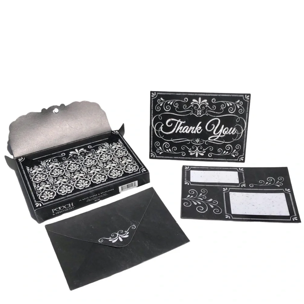 Pooch & Sweetheart Embellished Pouch Black & White Thank You Cards, 10ct (90128)